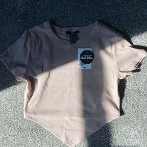 Tan Cropped top with V bottom